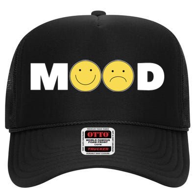 Mood Happy Sad Smile Face High Crown Mesh Back Trucker Hat