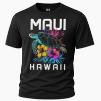 Maui Hawaii Sea Turtle Diving Flower Hawaii Souvenir Cooling Performance Crew T-Shirt