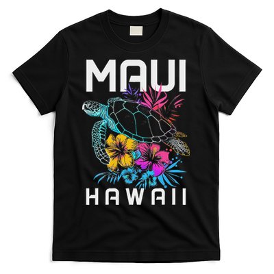 Maui Hawaii Sea Turtle Diving Flower Hawaii Souvenir T-Shirt