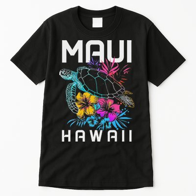 Maui Hawaii Sea Turtle Diving Flower Hawaii Souvenir Tall T-Shirt