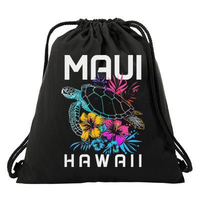 Maui Hawaii Sea Turtle Diving Flower Hawaii Souvenir Drawstring Bag
