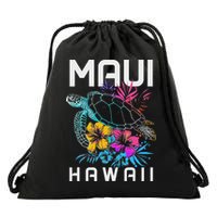 Maui Hawaii Sea Turtle Diving Flower Hawaii Souvenir Drawstring Bag