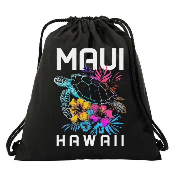 Maui Hawaii Sea Turtle Diving Flower Hawaii Souvenir Drawstring Bag