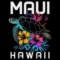 Maui Hawaii Sea Turtle Diving Flower Hawaii Souvenir Drawstring Bag