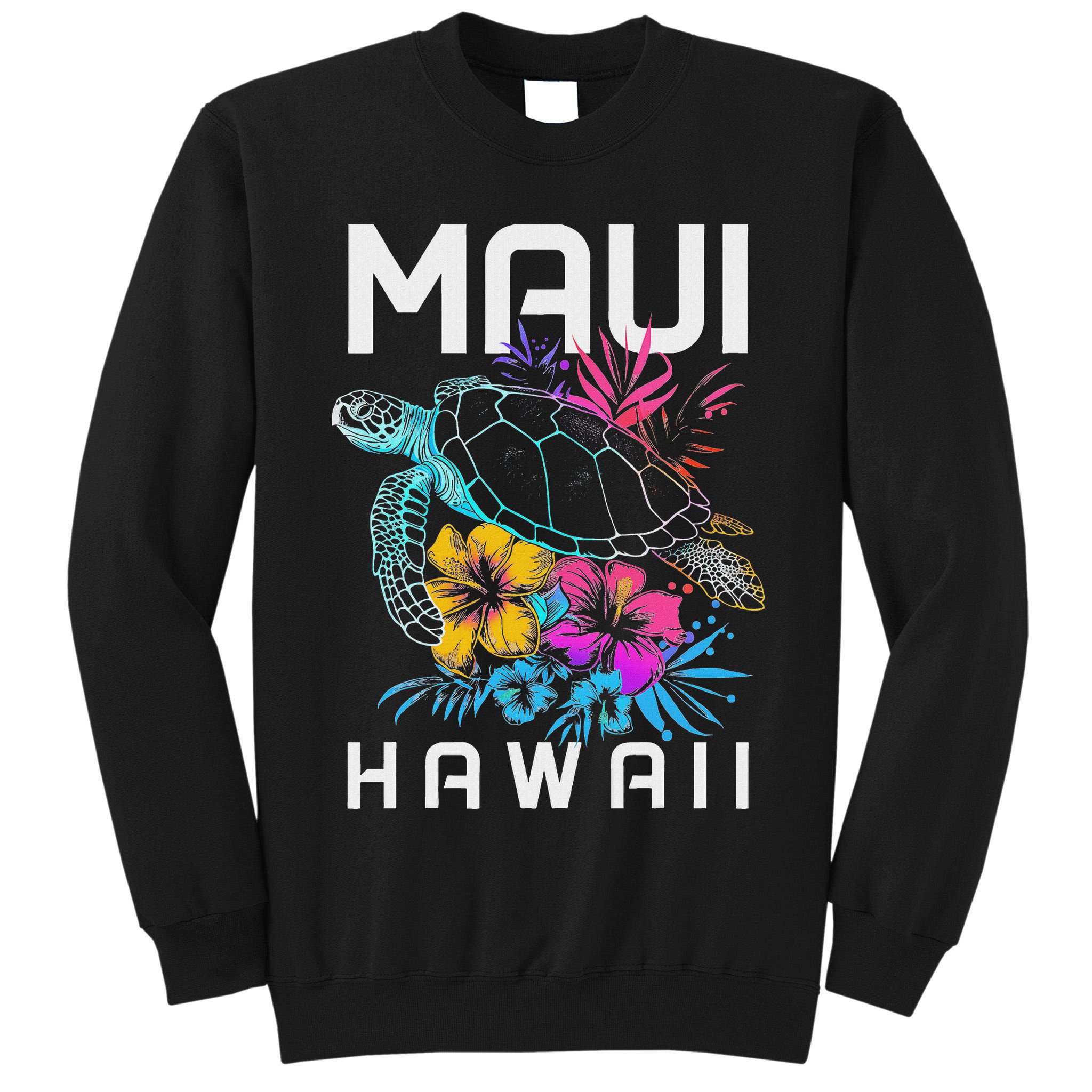 Maui Hawaii Sea Turtle Diving Flower Hawaii Souvenir Tall Sweatshirt