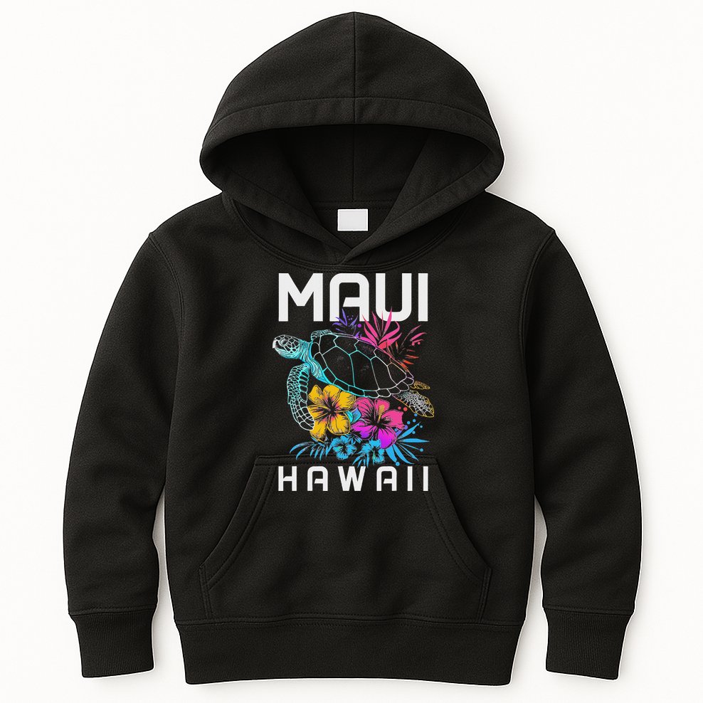 Maui Hawaii Sea Turtle Diving Flower Hawaii Souvenir Kids Hoodie