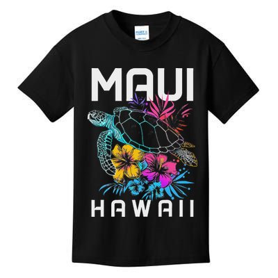 Maui Hawaii Sea Turtle Diving Flower Hawaii Souvenir Kids T-Shirt