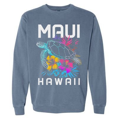 Maui Hawaii Sea Turtle Diving Flower Hawaii Souvenir Garment-Dyed Sweatshirt