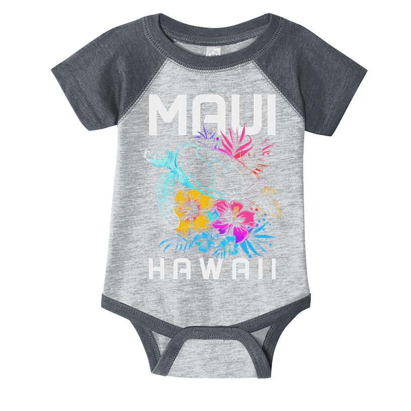 Maui Hawaii Sea Turtle Diving Flower Hawaii Souvenir Infant Baby Jersey Bodysuit