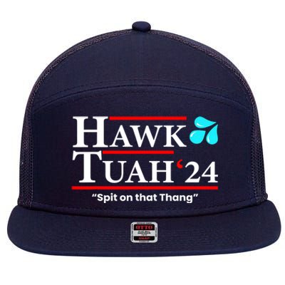 Meme Hawk Tuah 24 Spit On That Thang Gift 7 Panel Mesh Trucker Snapback Hat