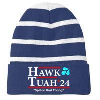 Meme Hawk Tuah 24 Spit On That Thang Gift Striped Beanie with Solid Band