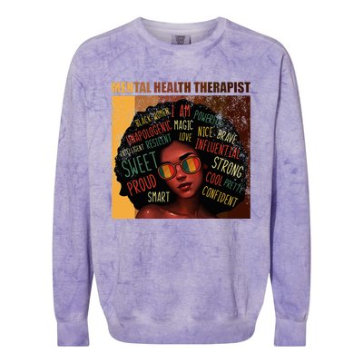 Mental Health Therapist Afro Women Black History Month Colorblast Crewneck Sweatshirt