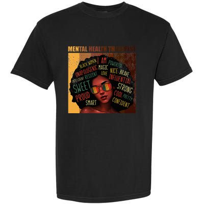 Mental Health Therapist Afro Women Black History Month Garment-Dyed Heavyweight T-Shirt