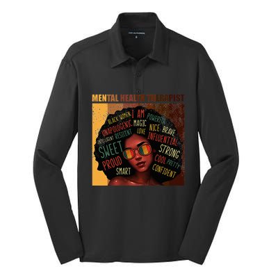 Mental Health Therapist Afro Women Black History Month Silk Touch Performance Long Sleeve Polo