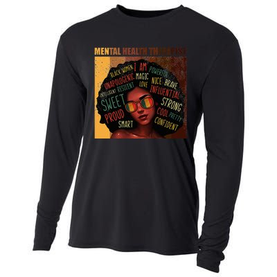 Mental Health Therapist Afro Women Black History Month Cooling Performance Long Sleeve Crew