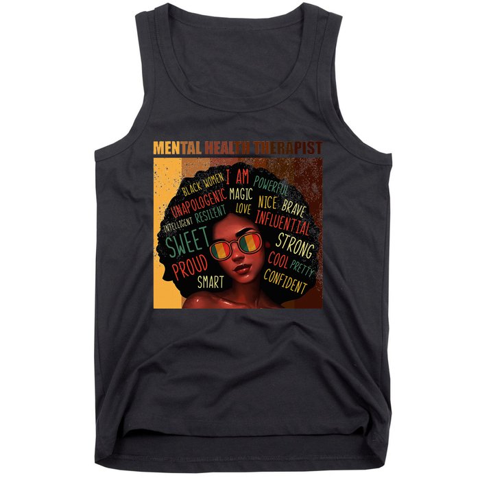 Mental Health Therapist Afro Women Black History Month Tank Top