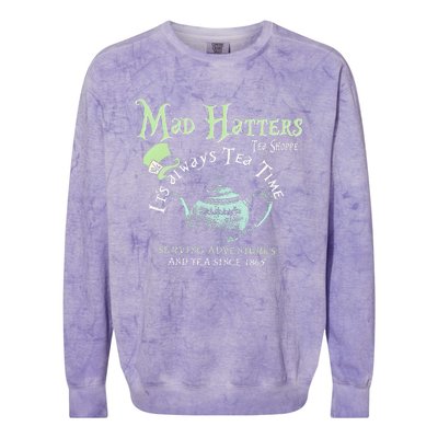 Mad Hatters Tea Shoppe ItS Always Tea Time Colorblast Crewneck Sweatshirt