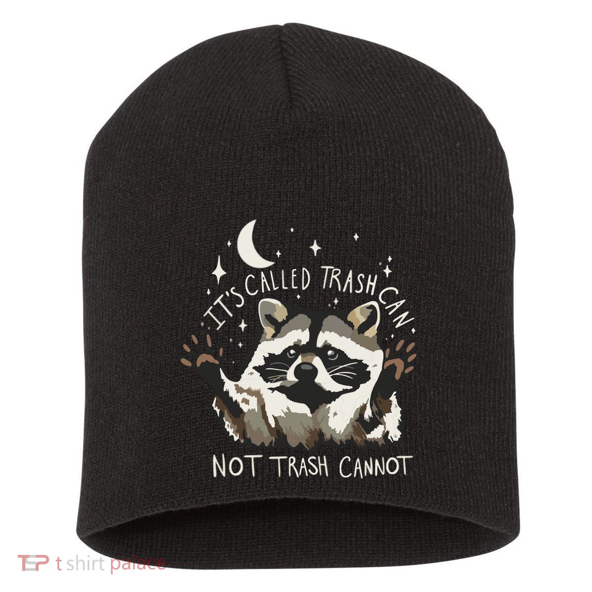 Meme Humor Trash Panda Quirky Unhinged Short Acrylic Beanie