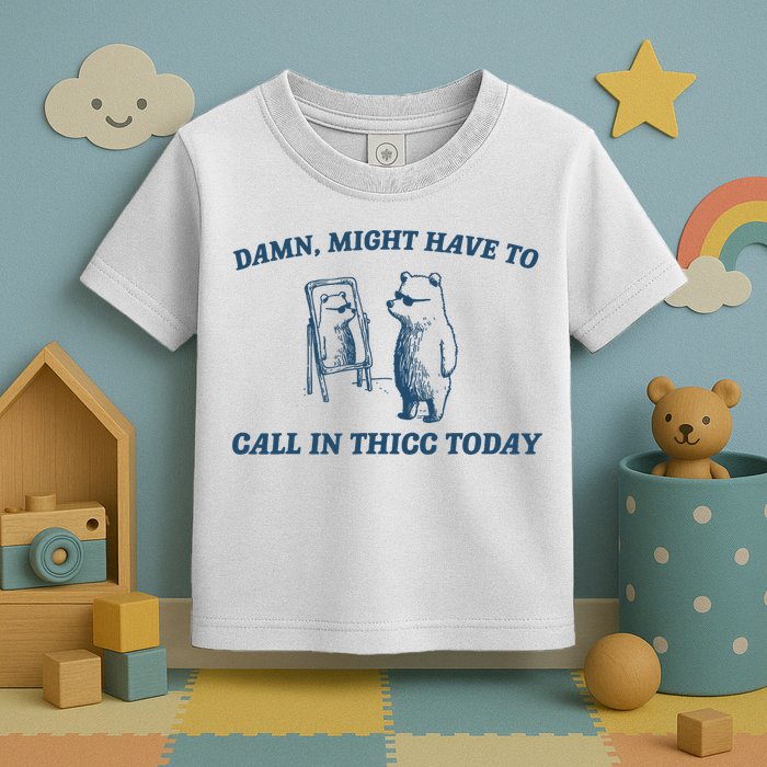 Might Have To Call In Thicc Today Funny Bear Toddler T-Shirt