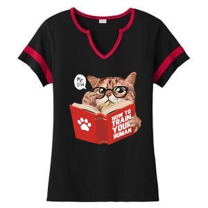 Meow How To Train Your Human Funny Cat Ladies Halftime Notch Neck Tee