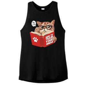 Meow How To Train Your Human Funny Cat Ladies PosiCharge Tri-Blend Wicking Tank