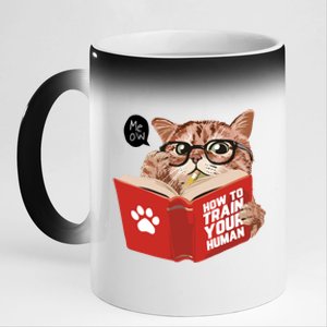 Meow How To Train Your Human Funny Cat 11oz Black Color Changing Mug