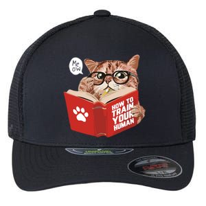 Meow How To Train Your Human Funny Cat Flexfit Unipanel Trucker Cap