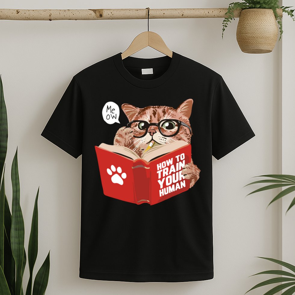Meow How To Train Your Human Funny Cat T-Shirt