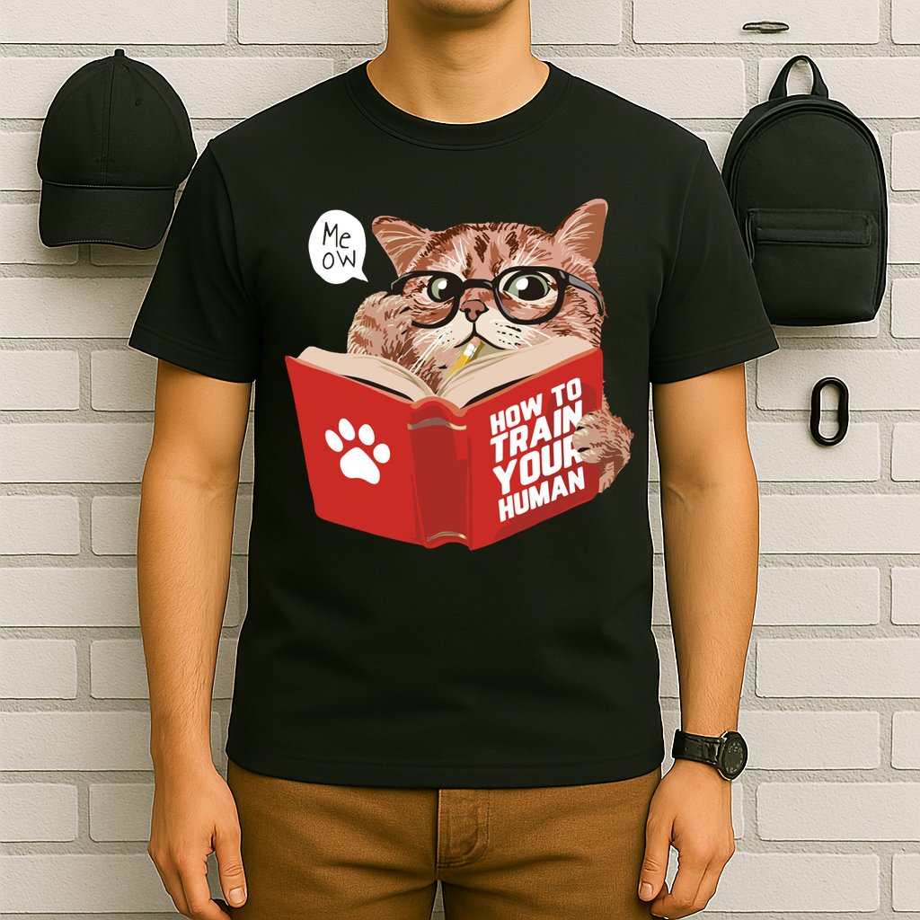 Meow How To Train Your Human Funny Cat T-Shirt