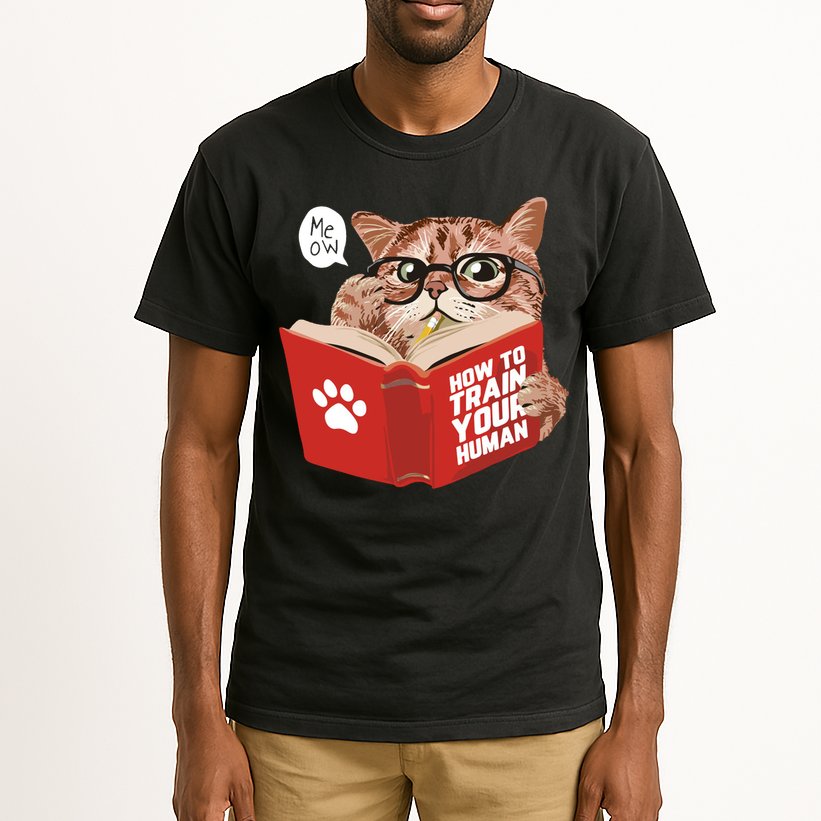 Meow How To Train Your Human Funny Cat Tall T-Shirt