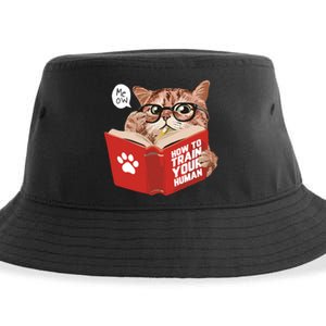 Meow How To Train Your Human Funny Cat Sustainable Bucket Hat