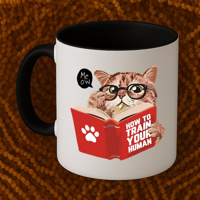Meow How To Train Your Human Funny Cat Mug