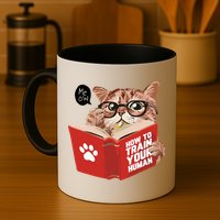 Meow How To Train Your Human Funny Cat Mug