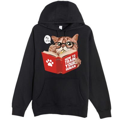 Meow How To Train Your Human Funny Cat Premium Pullover Hoodie