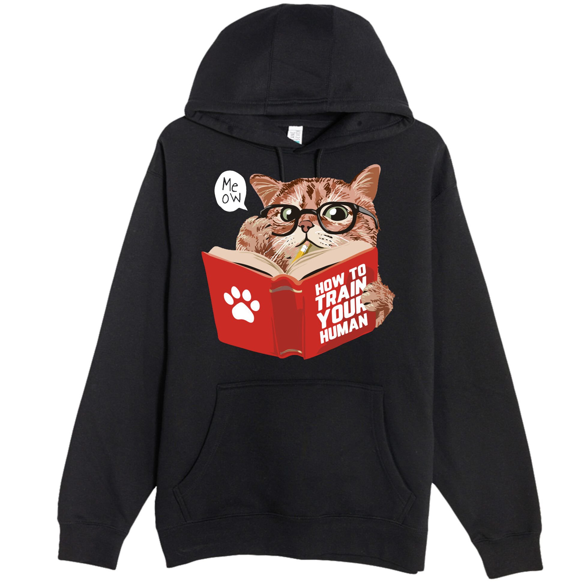 Meow How To Train Your Human Funny Cat Premium Pullover Hoodie