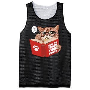 Meow How To Train Your Human Funny Cat Mesh Reversible Basketball Jersey Tank