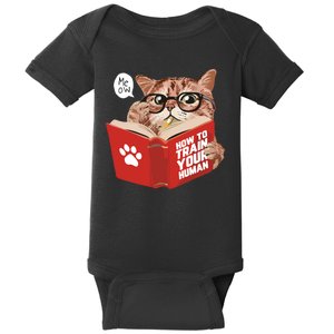 Meow How To Train Your Human Funny Cat Baby Bodysuit