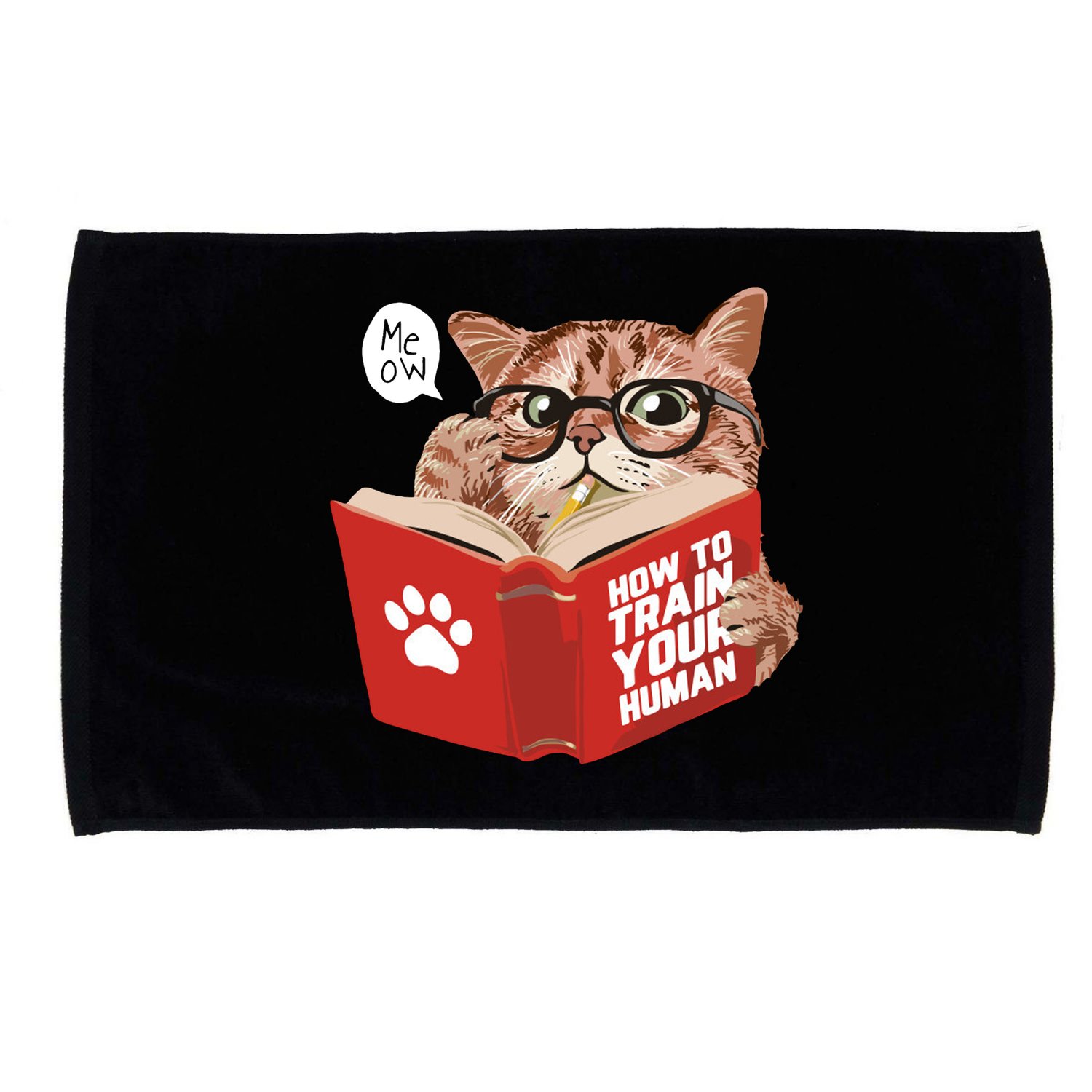 Meow How To Train Your Human Funny Cat Microfiber Hand Towel