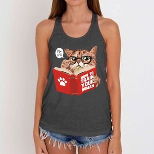 Meow How To Train Your Human Funny Cat Women's Knotted Racerback Tank