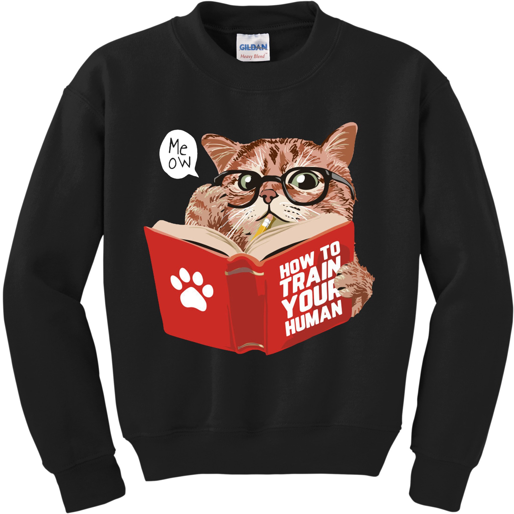 Meow How To Train Your Human Funny Cat Kids Sweatshirt