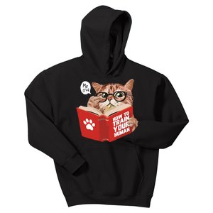 Meow How To Train Your Human Funny Cat Kids Hoodie