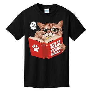 Meow How To Train Your Human Funny Cat Kids T-Shirt