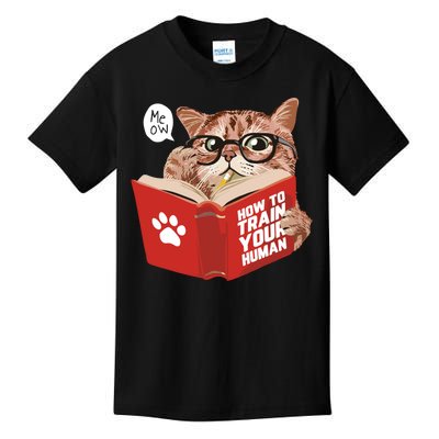 Meow How To Train Your Human Funny Cat Kids T-Shirt