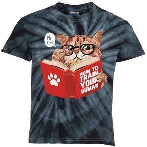 Meow How To Train Your Human Funny Cat Kids Tie-Dye T-Shirt