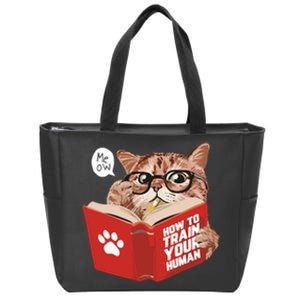 Meow How To Train Your Human Funny Cat Zip Tote Bag