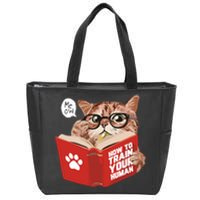 Meow How To Train Your Human Funny Cat Zip Tote Bag