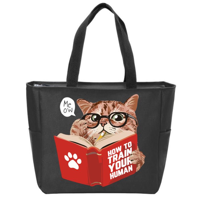 Meow How To Train Your Human Funny Cat Zip Tote Bag