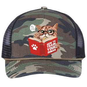 Meow How To Train Your Human Funny Cat Retro Rope Trucker Hat Cap