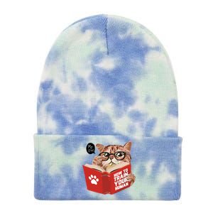 Meow How To Train Your Human Funny Cat Tie Dye 12in Knit Beanie