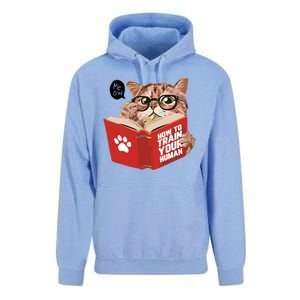 Meow How To Train Your Human Funny Cat Unisex Surf Hoodie